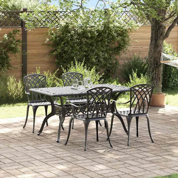 Ensemble de salle à manger pour jardin 5 pcs Noir Aluminium