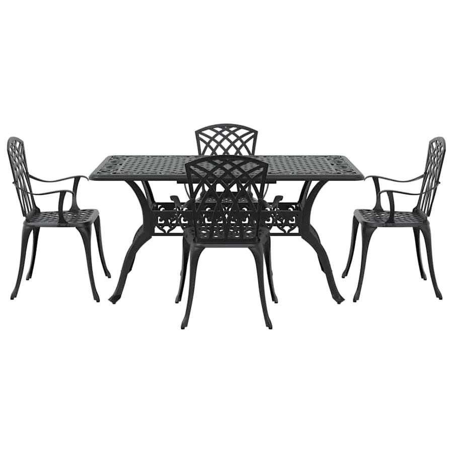 Ensemble de salle à manger pour jardin 5 pcs Noir Aluminium - 7
