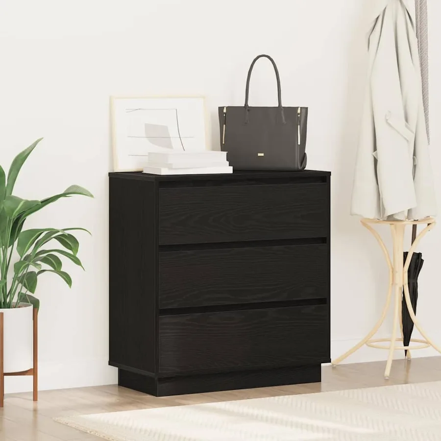 Cabinet de chevet avec tiroir Chêne noir 71 x 34,5 x 75 cm - 4