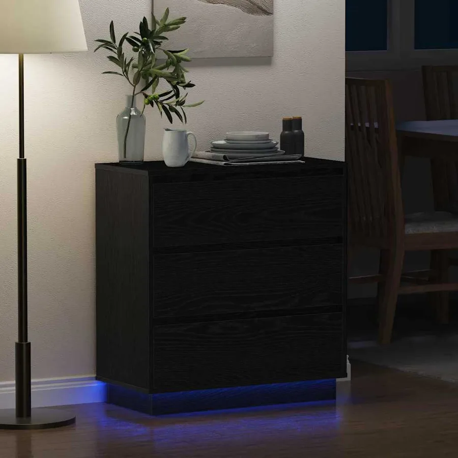 Cabinet de chevet avec tiroir Chêne noir 71 x 34,5 x 75 cm - 5