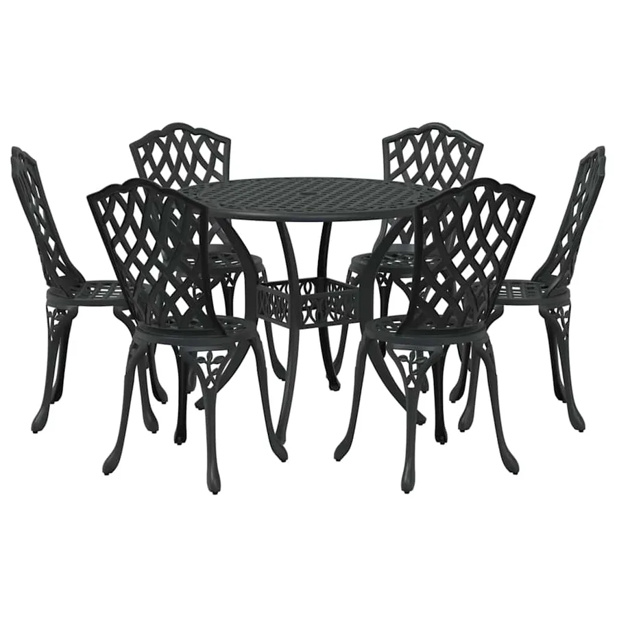 Ensemble de salle à manger pour jardin 7 pcs Noir Aluminium - 2