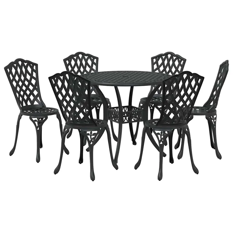 Ensemble de salle à manger pour jardin 7 pcs Noir Aluminium - 7