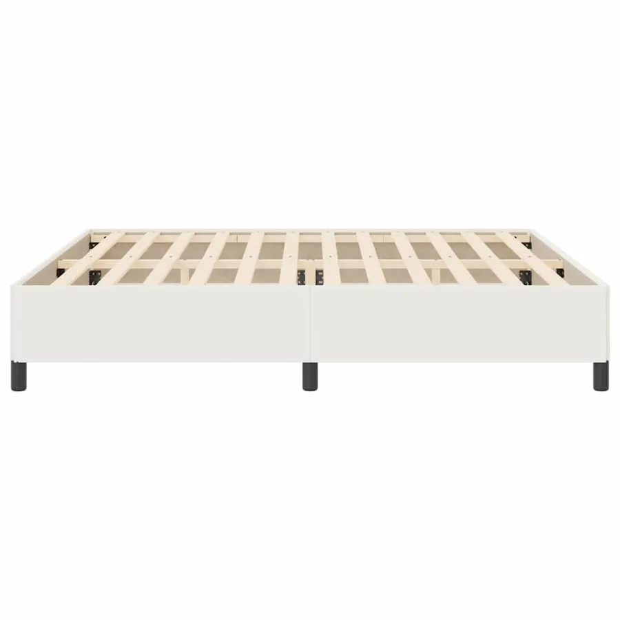 Lit à ressorts Crème 200 x 200 cm Tissu en velours côtelé - 5
