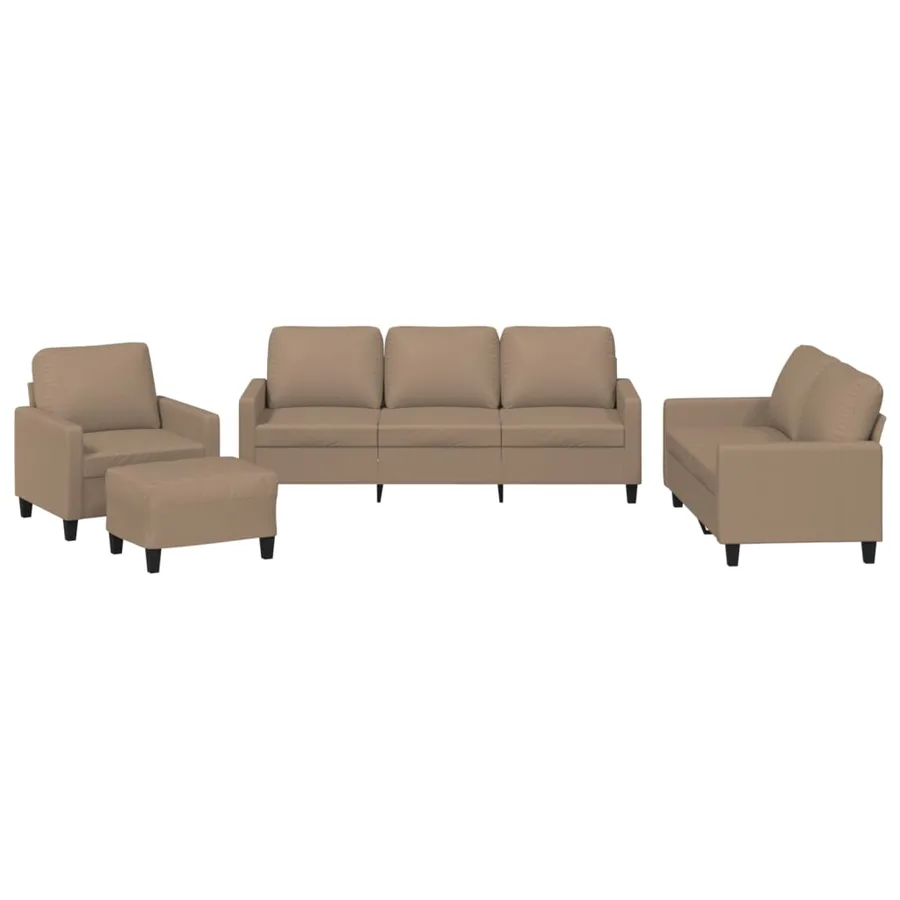 Ensemble de canapés 4 pcs avec coussins Cappuccino Similicuir - 2