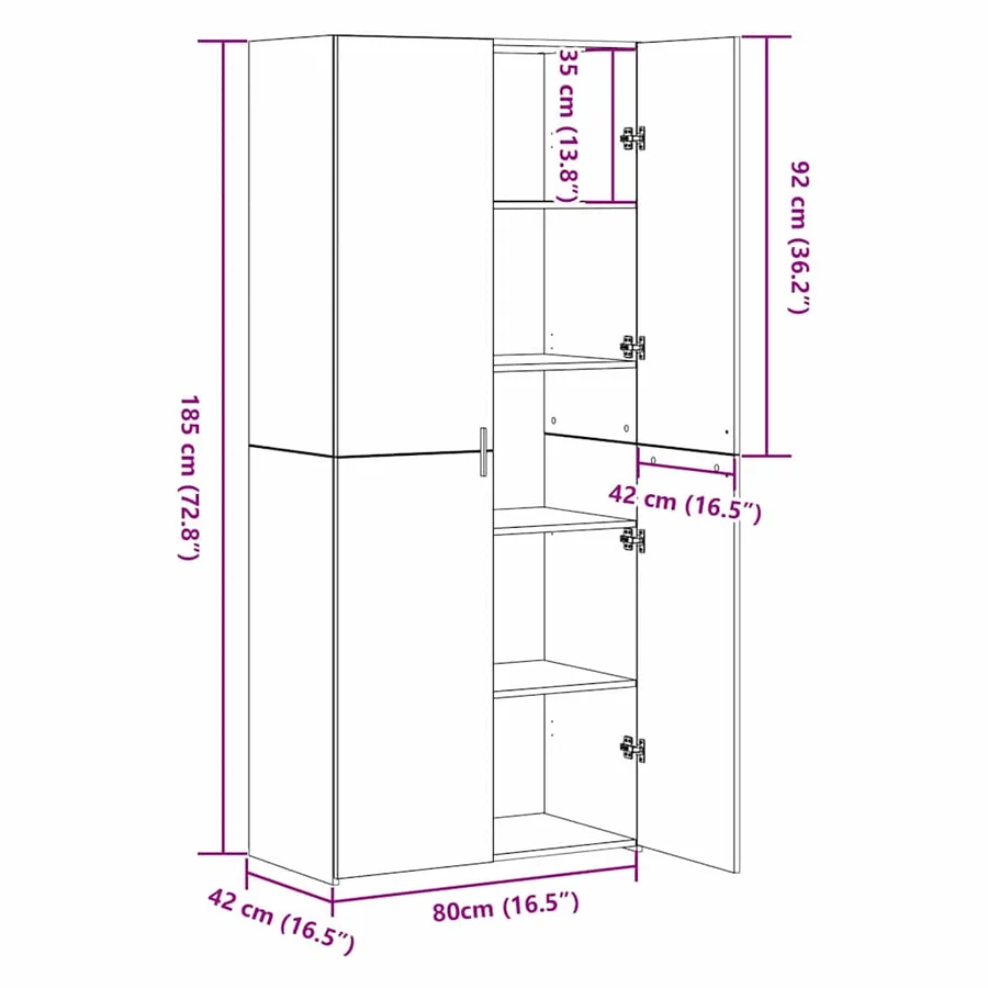 Haut Armoire Bois ancien 80 x 42 x 185 cm - 15