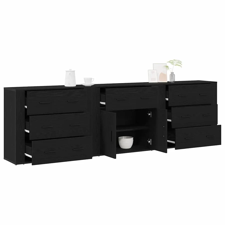 Buffet Chêne noir 240 x 33 x 70 cm Bois d'ingénierie - 3