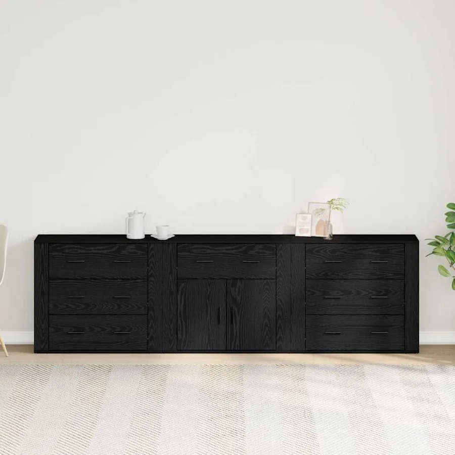 Buffet Chêne noir 240 x 33 x 70 cm Bois d'ingénierie - 4