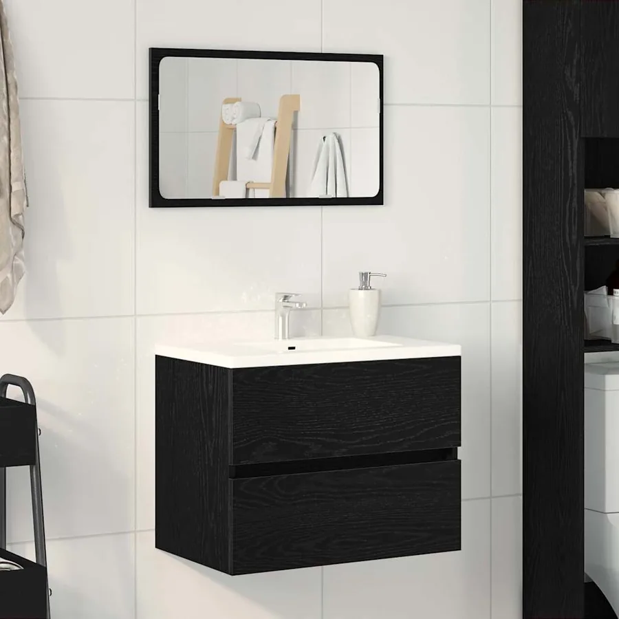 Meuble de Lavabo de Salle de Bain Chêne noir 60 x 38,5 x 45 cm