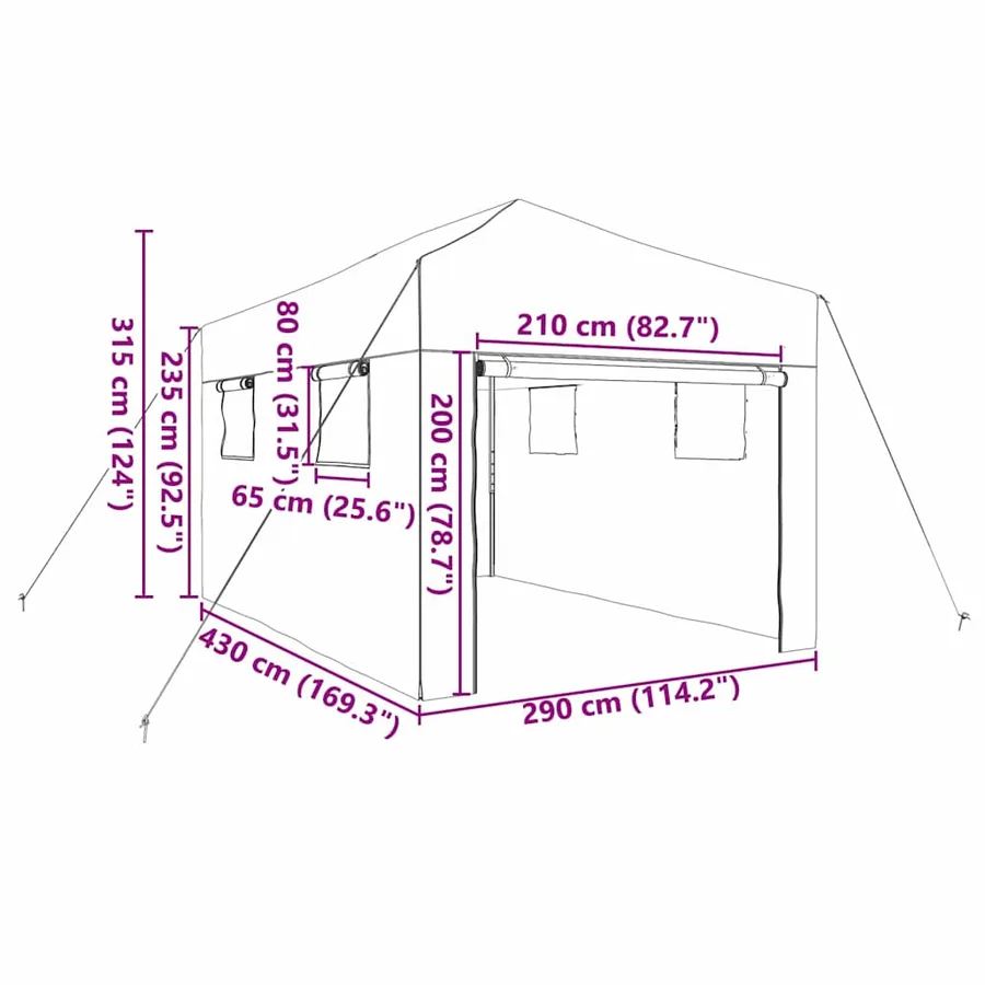 Serre avec cadre pop-up avec toit Vert 290 x 430 x 315 cm Fer - 11