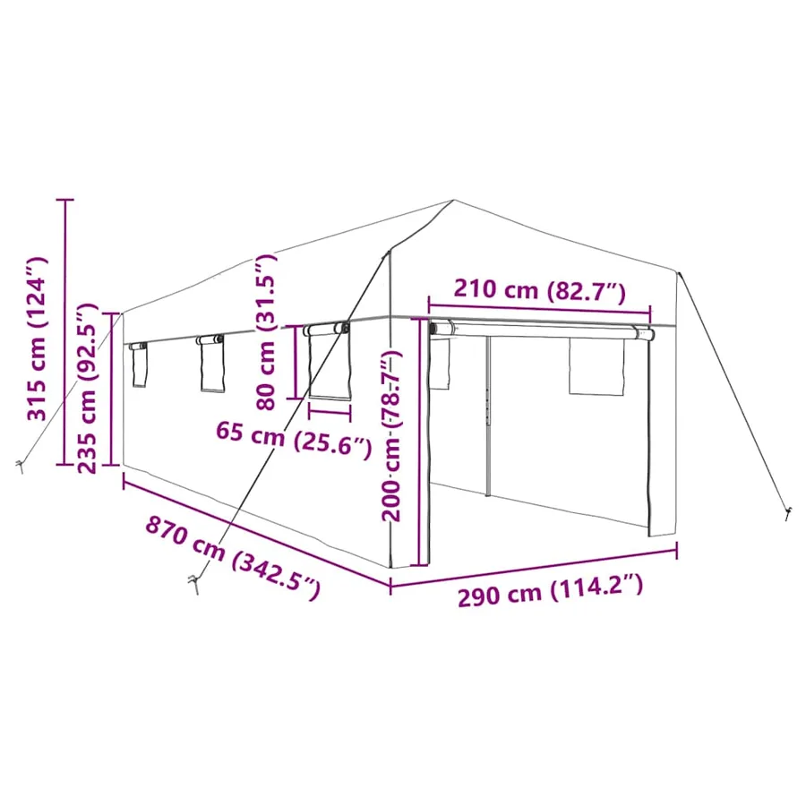 Serre avec cadre pop-up avec toit Vert 290 x 870 x 315 cm Fer - 11