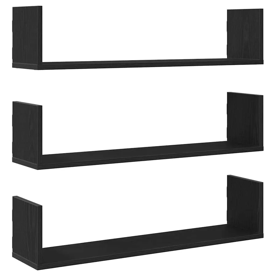 Étagères murales 3 pcs Chêne noir 80x18x18 cm Bois d'ingénierie - 2