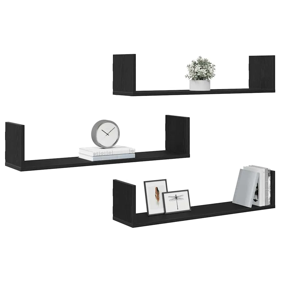 Étagères murales 3 pcs Chêne noir 80x18x18 cm Bois d'ingénierie - 4
