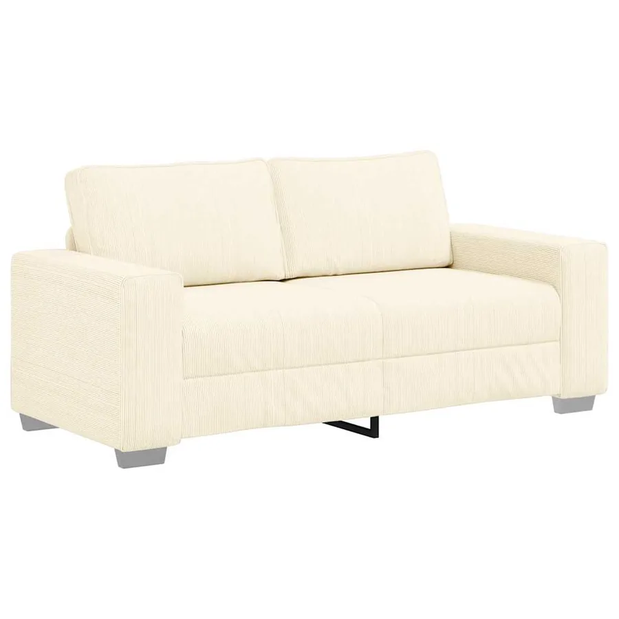 Canapé deux places crème 180x77x82 cm en tissu velours côtelé - 2