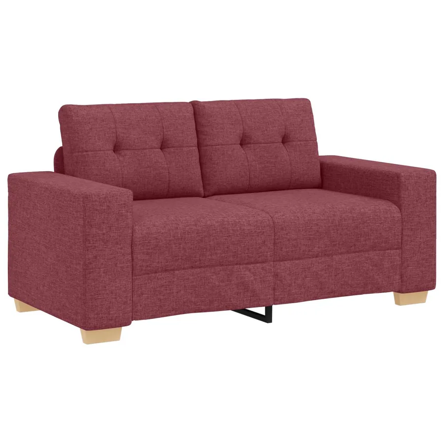 Ensemble canapé 2 pièces avec coussins rouge bordeaux tissu - 4