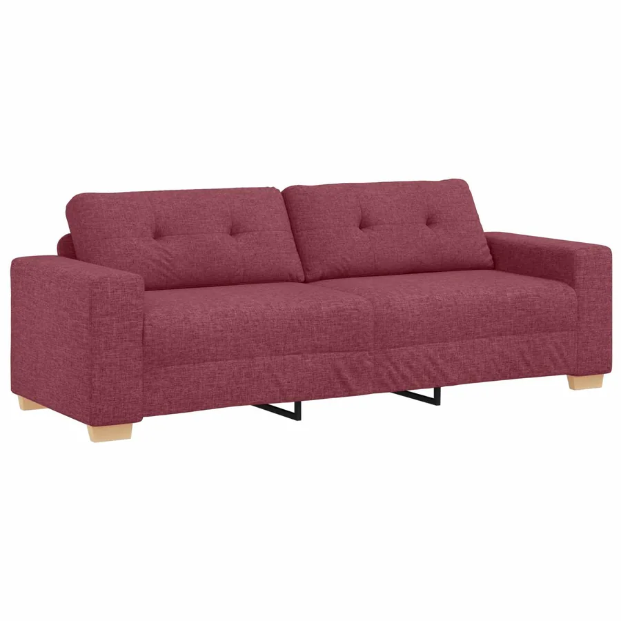 Ensemble canapé 2 pièces avec coussins rouge bordeaux tissu - 5