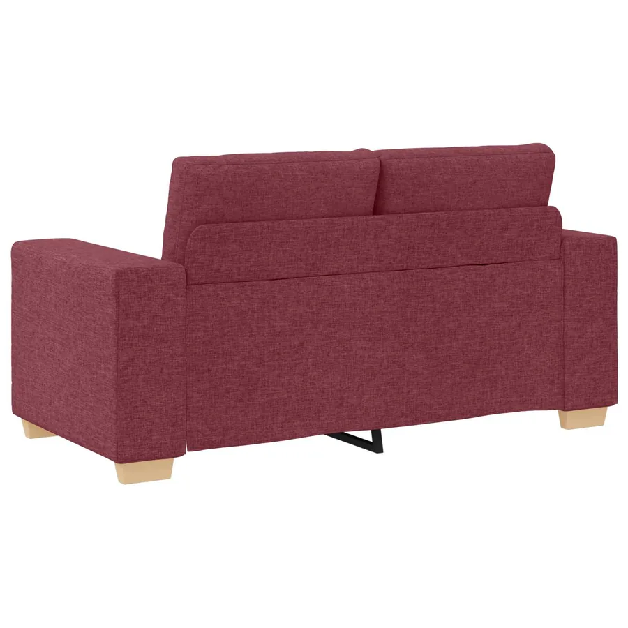 Ensemble canapé 2 pièces avec coussins rouge bordeaux tissu - 6