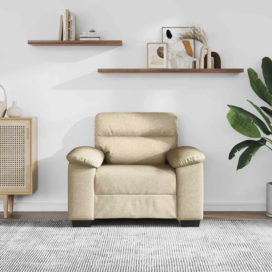 Canapé/Fauteuil crème 100x81x84 cm tissu - 3