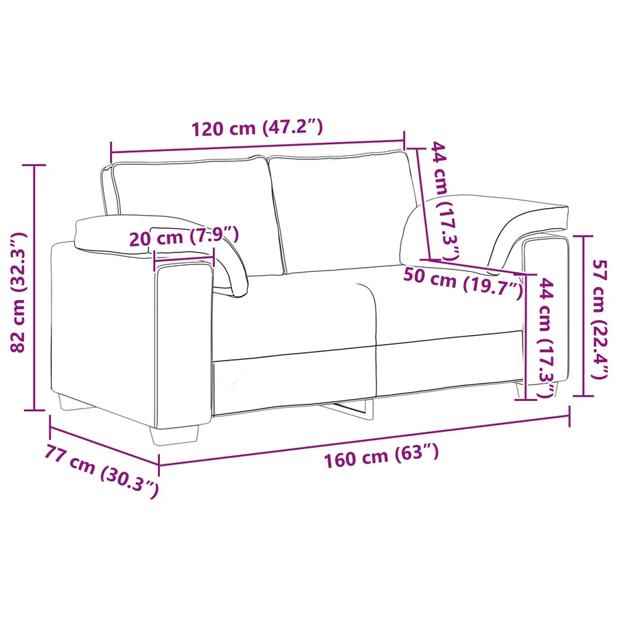 Canapé deux places Taupe 160 cm tissu - 7