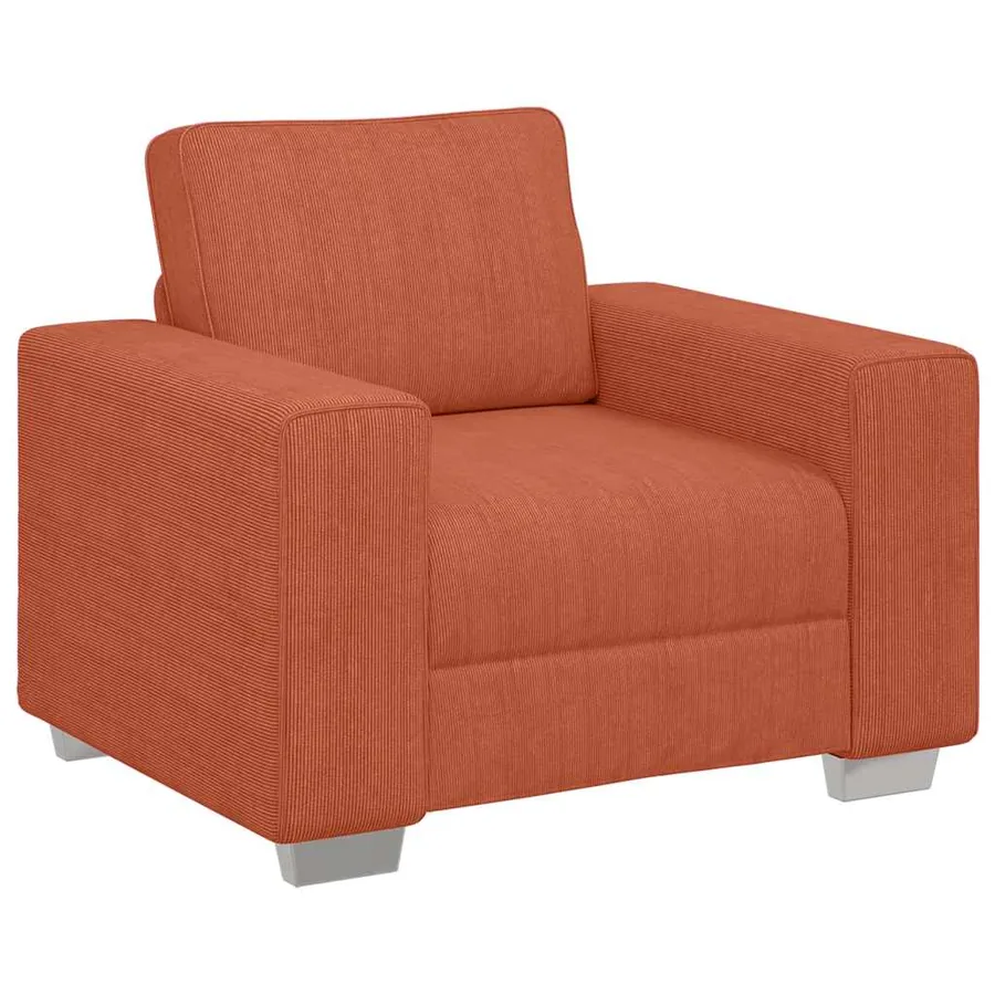 Fauteuil rouge orangé 100x77x82 cm en tissu velours côtelé - 2