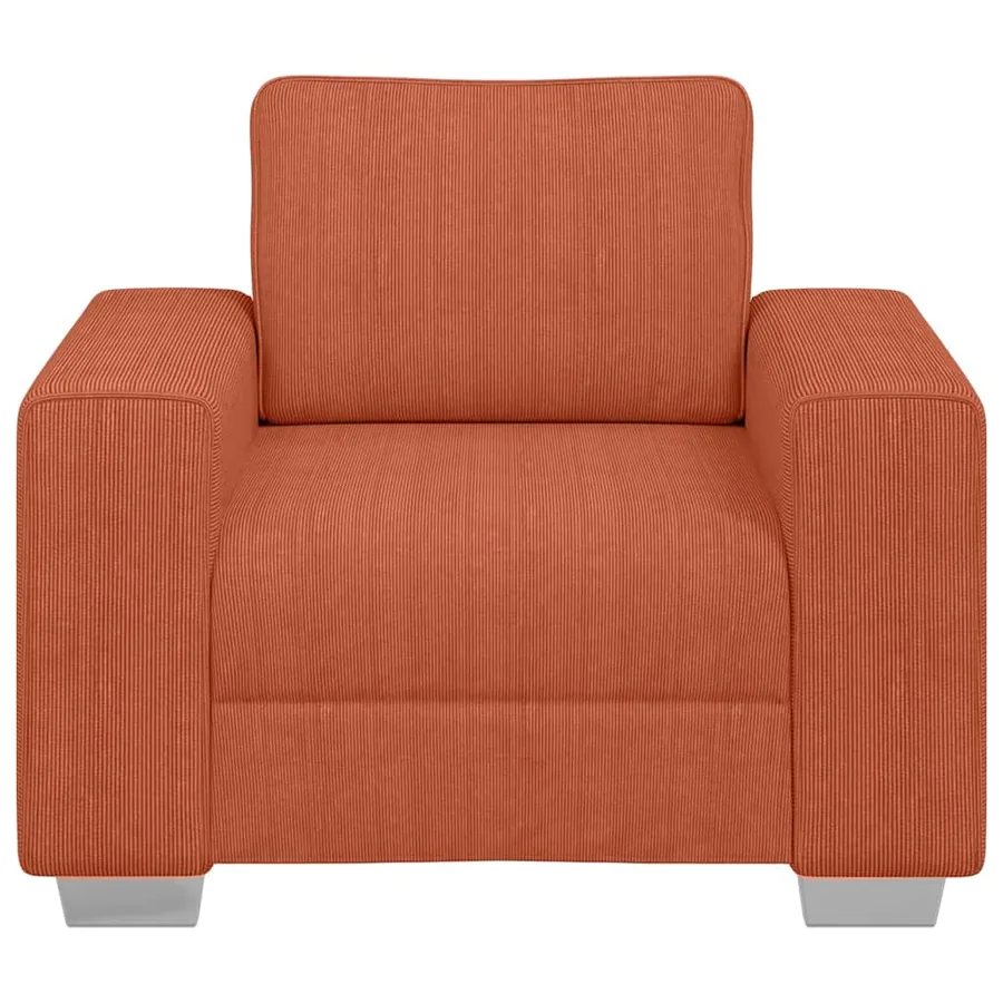 Fauteuil rouge orangé 100x77x82 cm en tissu velours côtelé - 4