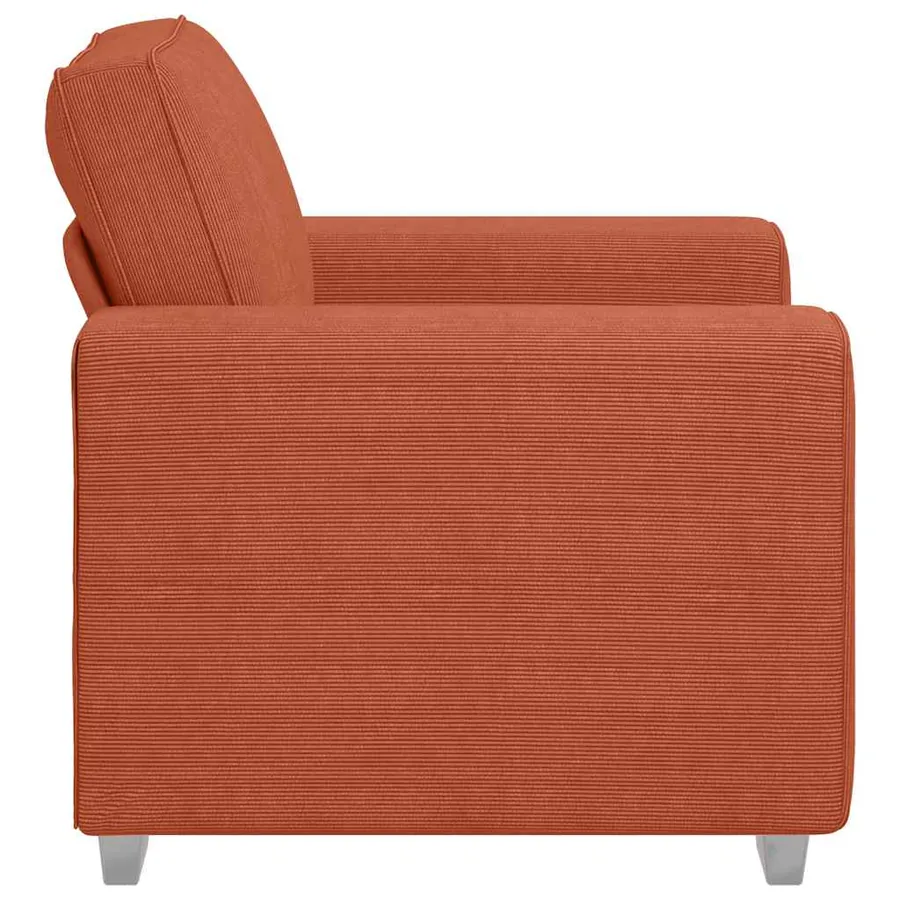 Fauteuil rouge orangé 100x77x82 cm en tissu velours côtelé - 5