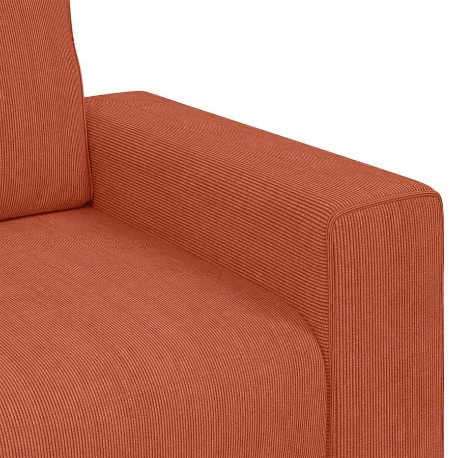 Fauteuil rouge orangé 100x77x82 cm en tissu velours côtelé - 7