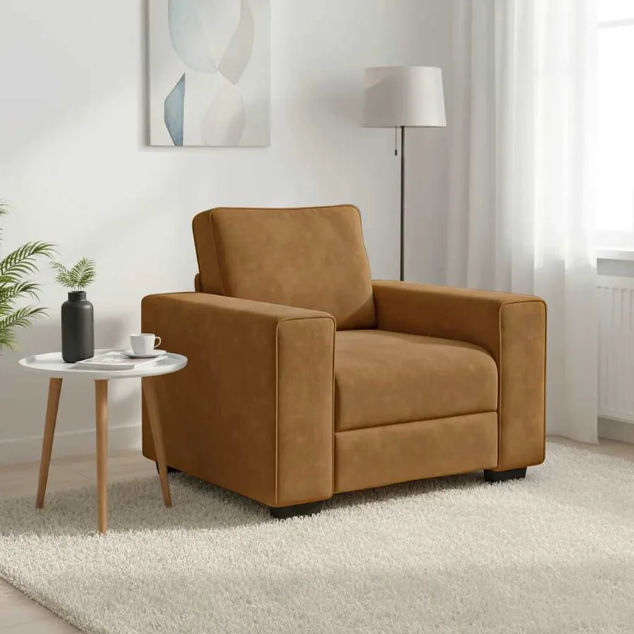 Fauteuil canapé marron 100x77x82 cm velours