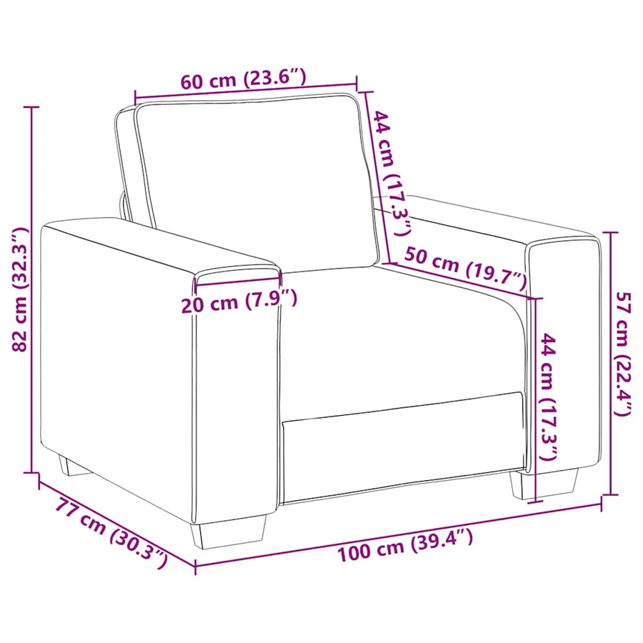 Fauteuil canapé marron 100x77x82 cm velours - 9