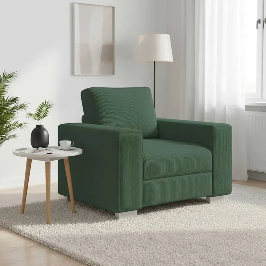 Canapé/Fauteuil vert foncé 100x77x82 cm en tissu velours côtelé