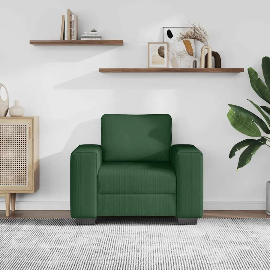 Canapé/Fauteuil vert foncé 100x77x82 cm en tissu velours côtelé - 3