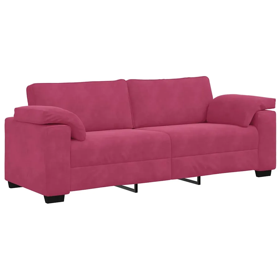 Ensemble de canapé 2 pcs avec coussins velours rouge bordeaux - 5