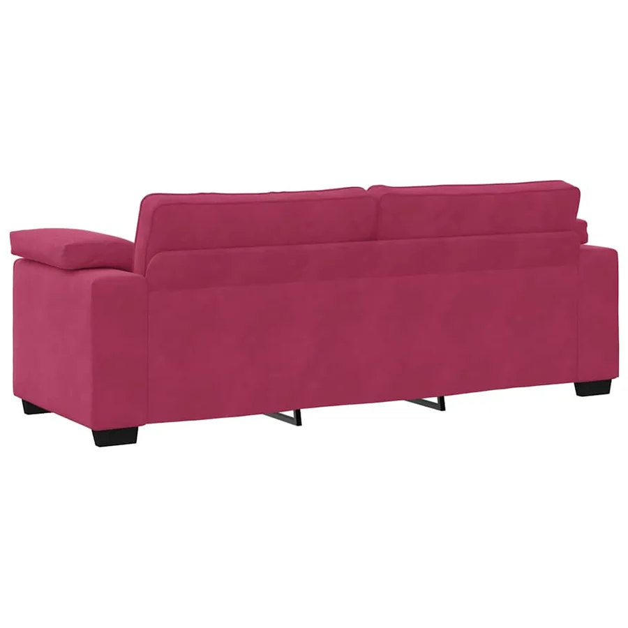 Ensemble de canapé 2 pcs avec coussins velours rouge bordeaux - 7