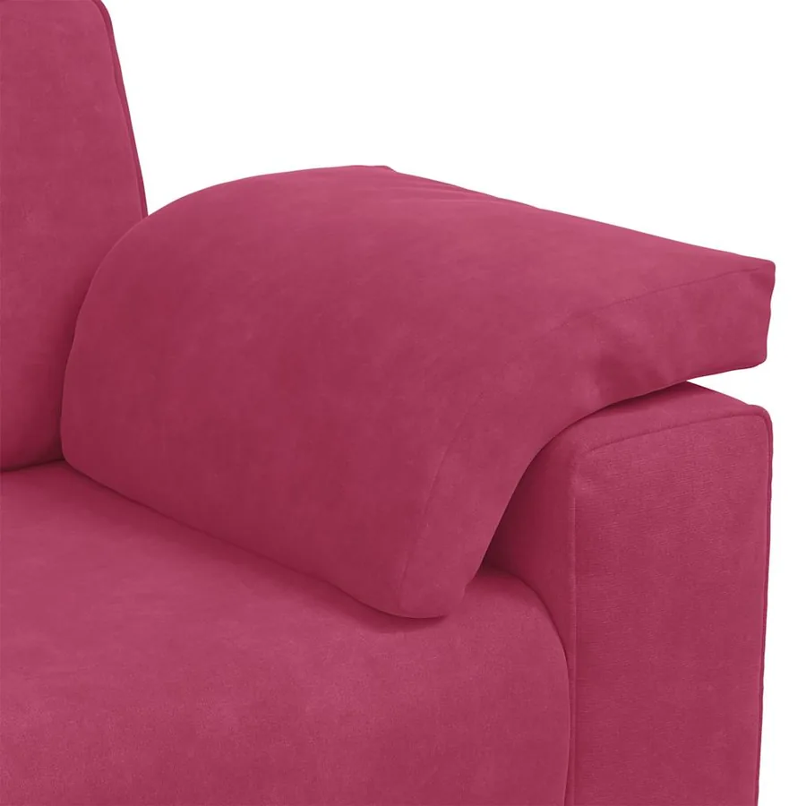 Ensemble de canapé 2 pcs avec coussins velours rouge bordeaux - 8