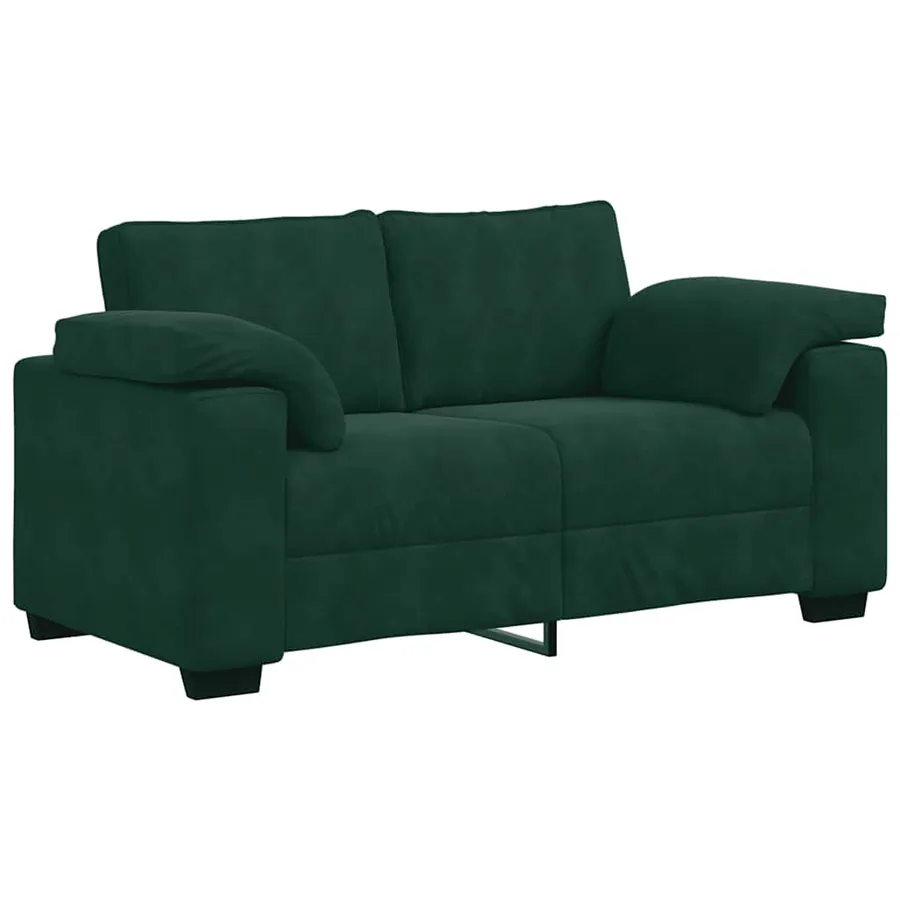 Ensemble canapé 2 pcs avec coussins velours vert foncé - 4