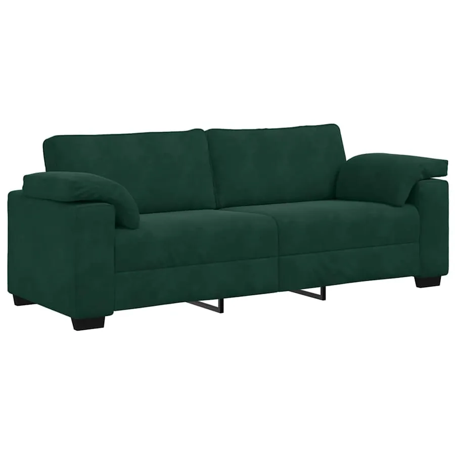 Ensemble canapé 2 pcs avec coussins velours vert foncé - 5