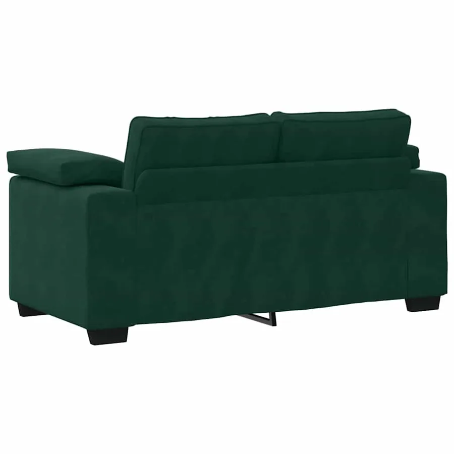 Ensemble canapé 2 pcs avec coussins velours vert foncé - 6