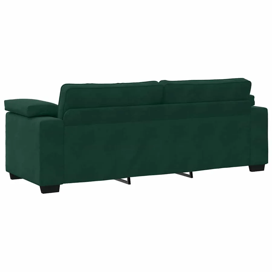 Ensemble canapé 2 pcs avec coussins velours vert foncé - 7