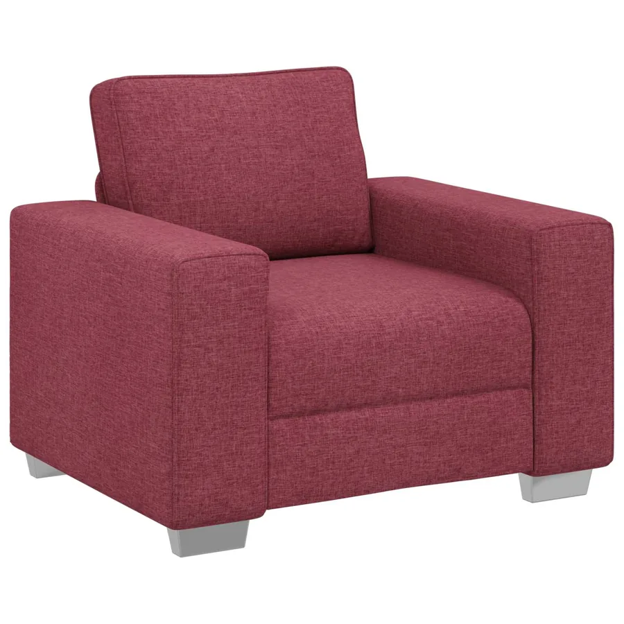 Canapé 3 pcs Rouge Vent 219 x 80 x 82 cm Tissu en lin mélangé - 4