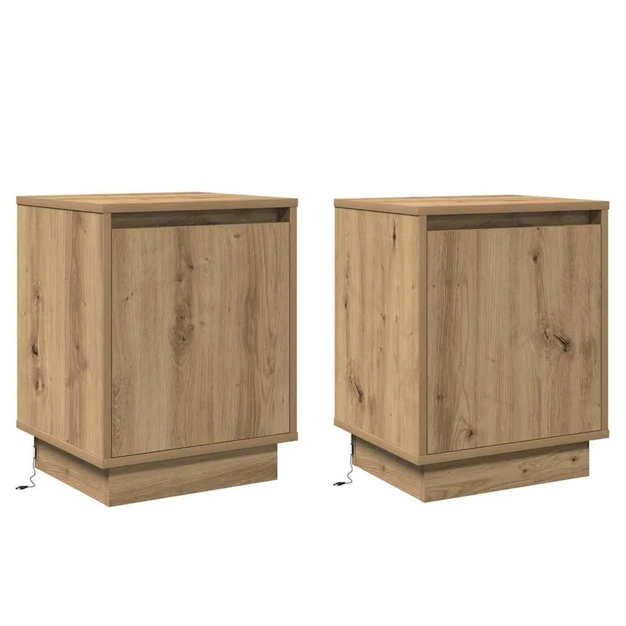 Cabinet de chevet 2 pc Chêne artisanal 39 x 34,5 x 50 cm - 2
