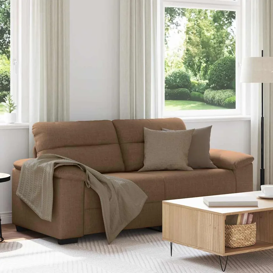 Canapé 2 places marron 180x81x84 cm en tissu