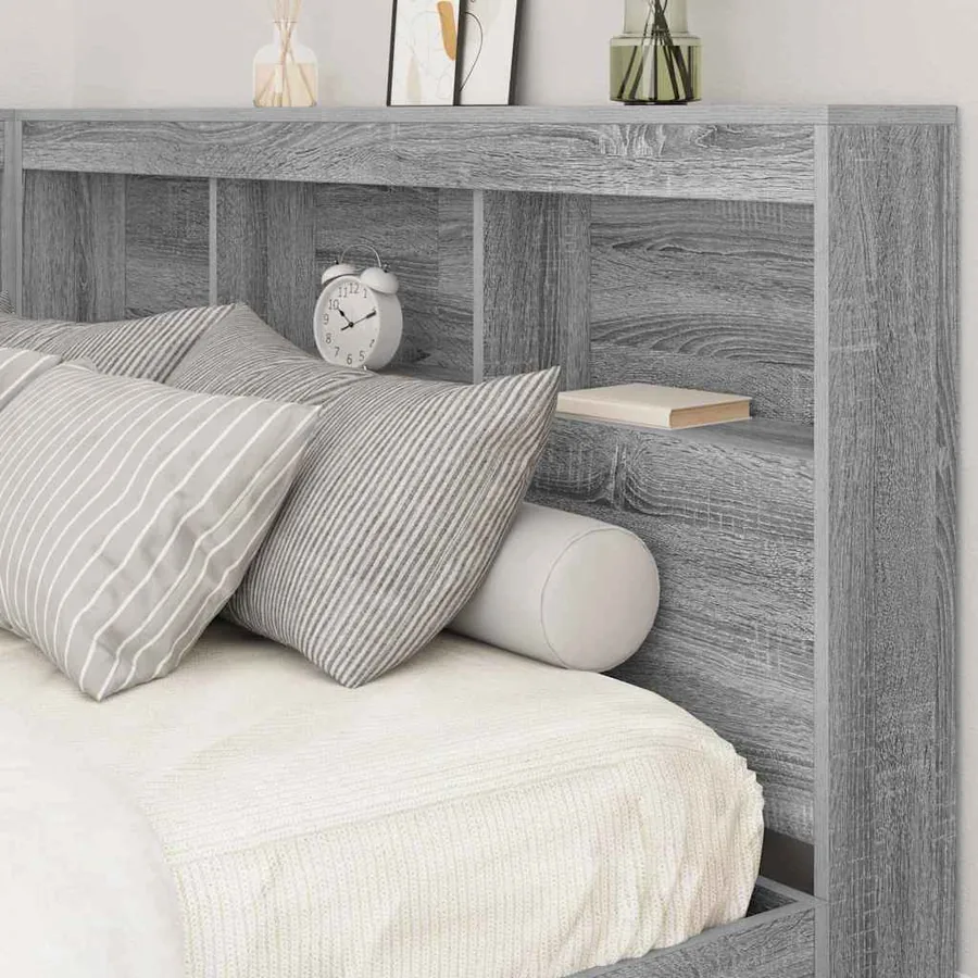 Tête de lit de rangement Gris Sonoma 135 cm Bois d'ingénierie - 4