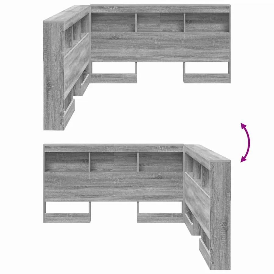 Tête de lit de rangement Gris Sonoma 135 cm Bois d'ingénierie - 8