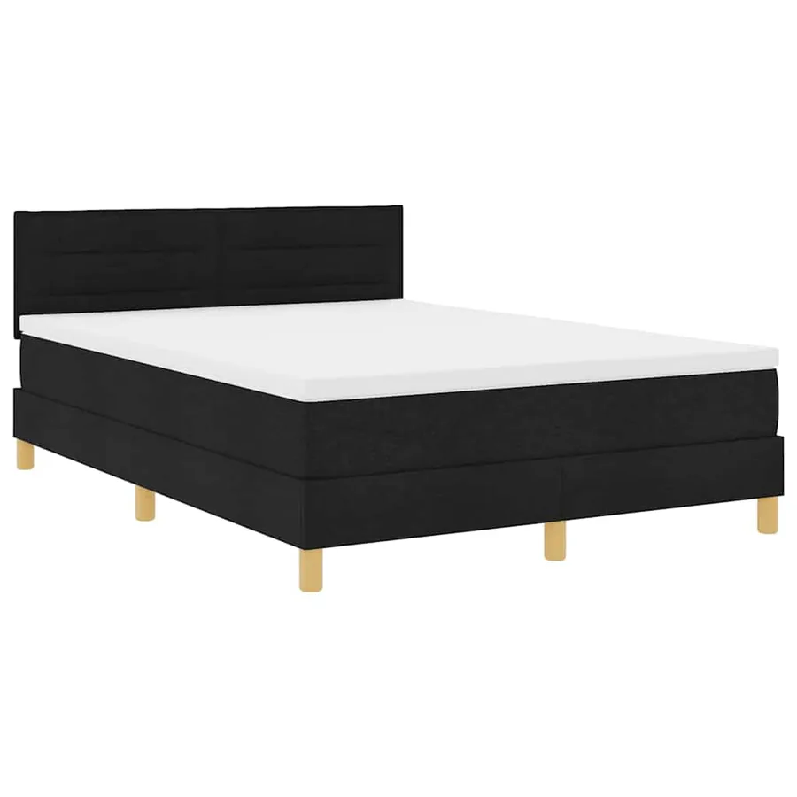 Lit à ressorts avec coussin Noir 160 x 200 cm tissu - 4