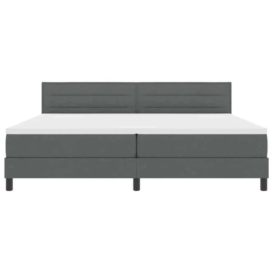 Lit à ressorts avec tête de lit Gris foncé 200 x 200 cm tissu - 7
