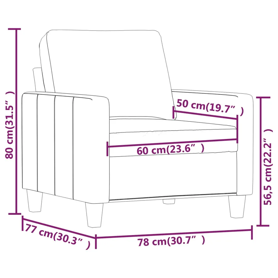 Fauteuil Crème 60 cm Similicuir - 8