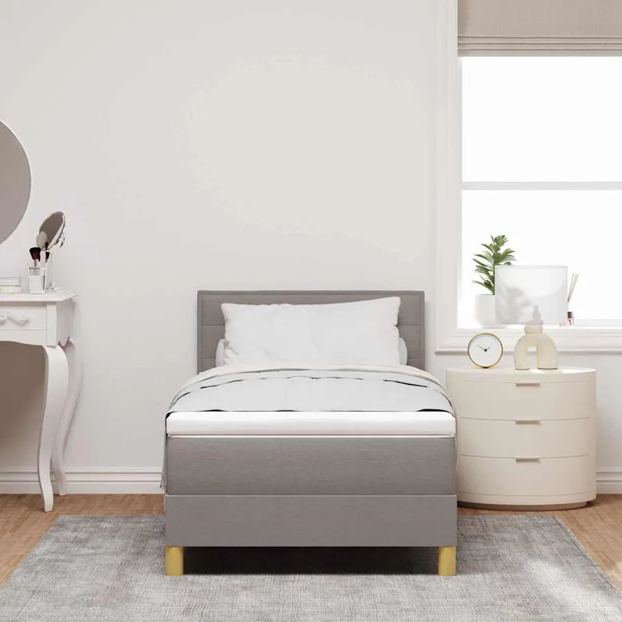 Lit à ressorts avec coussin Taupe 90 x 200 cm tissu - 3