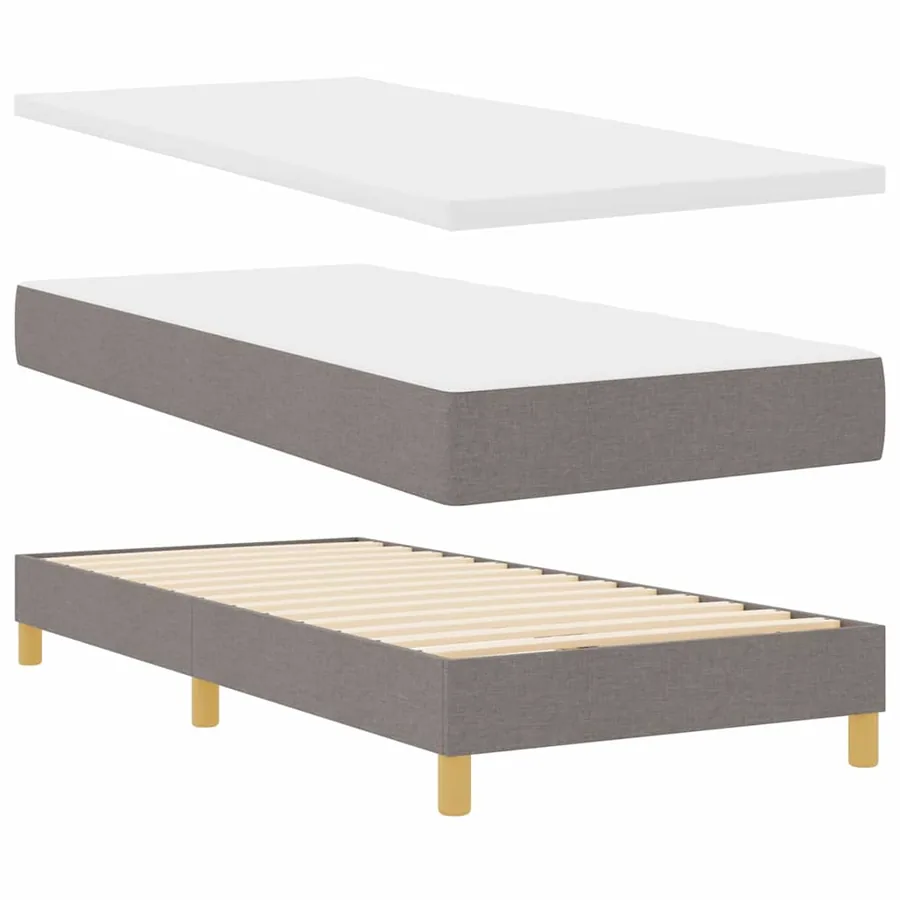 Lit à ressorts avec coussin Taupe 90 x 200 cm tissu - 5