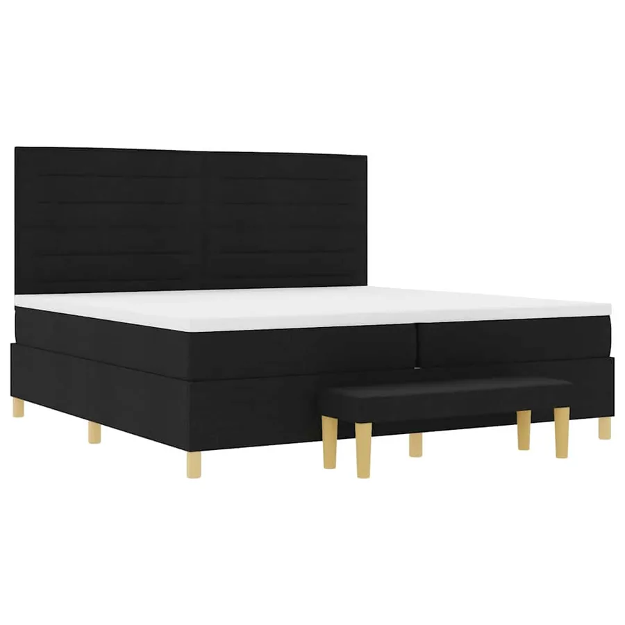Lit à ressorts avec matelas Noir 200 x 200 cm tissu - 6