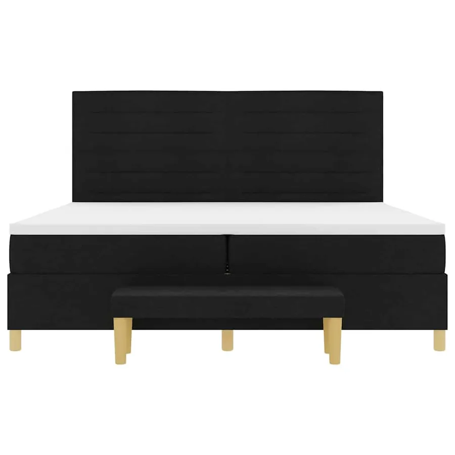 Lit à ressorts avec matelas Noir 200 x 200 cm tissu - 7