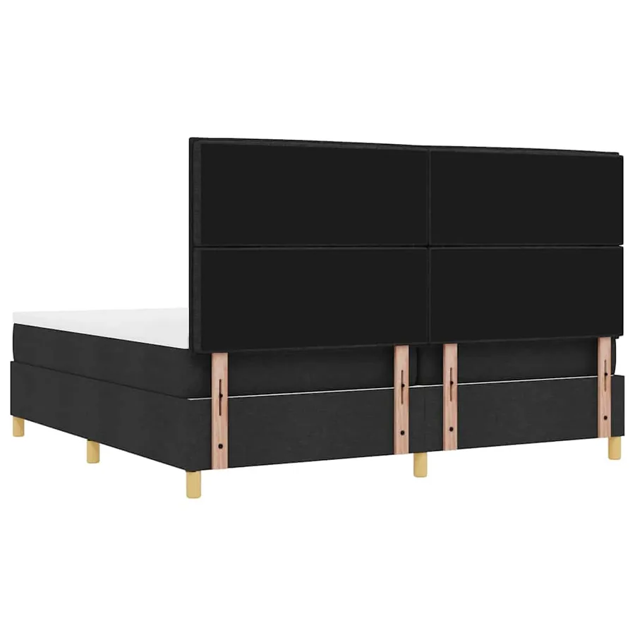 Lit à ressorts avec matelas Noir 200 x 200 cm tissu - 9
